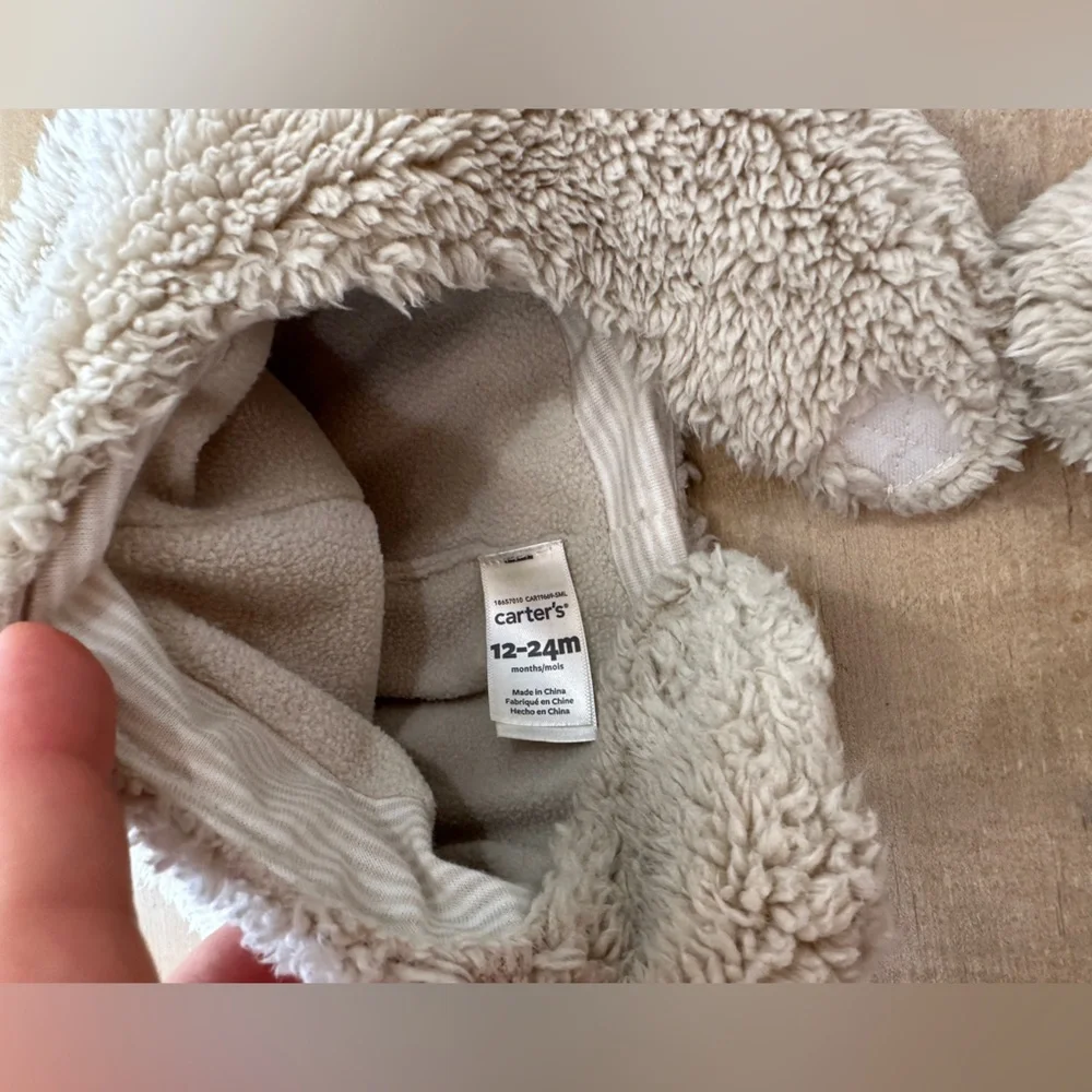 5 piece Carters baby kids head Sherpa hat beanies and mittens